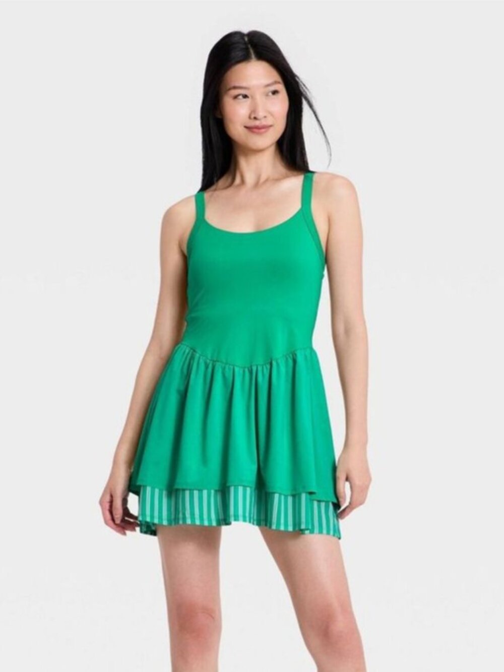All In Motion Womens Active Knit Layered Dress Green Medium M 17327